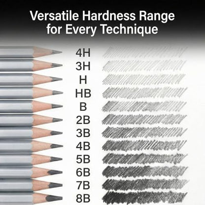 12 Pieces Graphite Sketching Pencils Set (8B-4H), Sketch Pencils for Drawing, Shading and Drafting, Art Supplies Kit for Artists, Adults - style: 12 Pcs