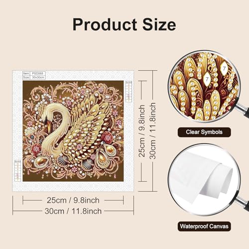 Stalente Diamond Painting Kits for Adults Swan, 5D Special Shape Diamond Art Kits for Beginners, Crystal Rhinestones Diamond Painting for Home Wall Decoration Gift 12×12inch, Animal