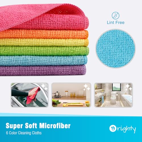 Orighty Microfiber Cleaning Cloth, Cleaning Rags, 6 Pack, 12x11 in - color: Multicolor, size: 6 Pack