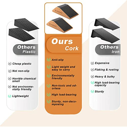 UNMERA Squat Wedge Block Non Slip for Heel Elevated Squats, 2PCS - color: Wood Color