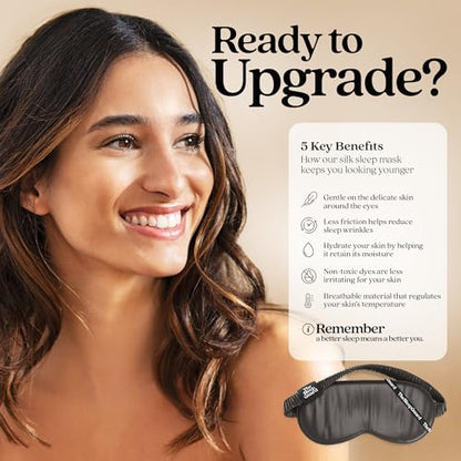 TheSleepGuard Pure Silk Sleep Mask [100% 6A Mulberry Silk, 22 Momme] Light Blocking Travel Essentials. Eye Masks for Sleeping. Black Oeko-Tex Blindfold. Eye Covers for Men & Women - color: Charcoal Grey