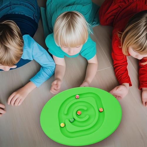 Seenelling Kids Maze Balance Board Sensory Training Toy, Green, Round - color: Green, style: Round