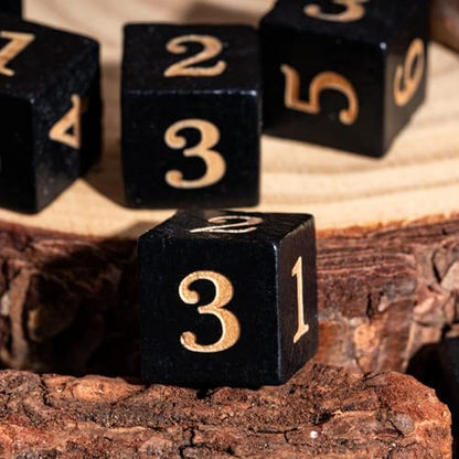 16mm D6 Dice Set 10PCS Wooden 6 Sided Dice for D&D RPG Board Games - color: D6-black N