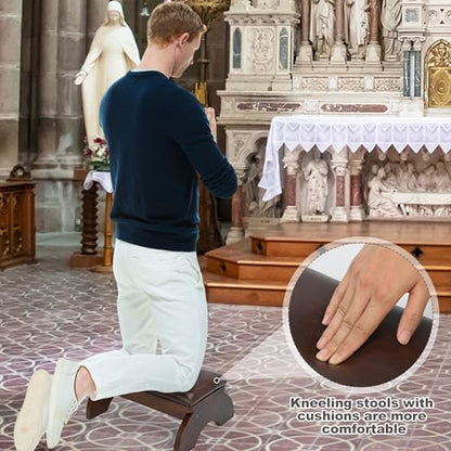 Prayer Kneeler Bench Wooden Kneelers for Praying Church | Prayer Bench Stool for Kneeling at Home, Padded Prayer Kneeler Bench for Home and Church, Religious Gifts