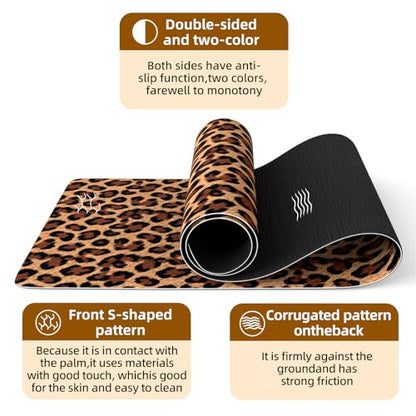 FOLAI Extra Thick Yoga Mat 6mm，pilates mat thick - Non-Slip Exercise Mat for HIIT, Pilates & Home Workouts & Workout with Free Carry Strap