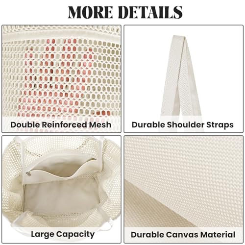 Iioscre Beach Bag for Women, Causal Hobo Handbags with Zipper Inner Pocket - color: Beige-001