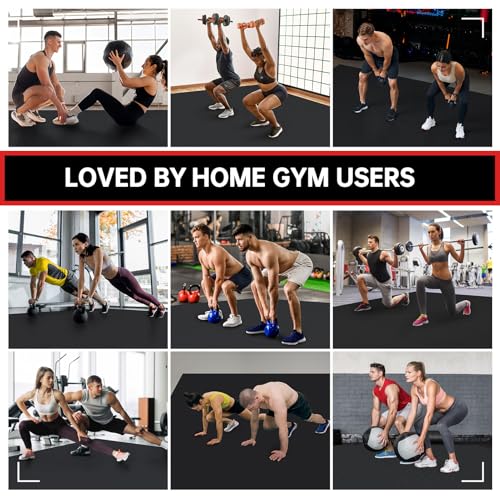 GymCope Large Exercise Mat for Home Workouts, 12x6/10x6/9x6/8x6/7x5/6x4 ft - color: 7'*5'Black