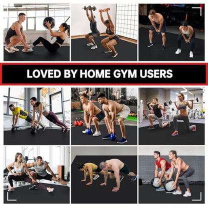 GymCope Large Exercise Mat for Home Workouts, 12x6/10x6/9x6/8x6/7x5/6x4 ft - color: 7'*5'Black