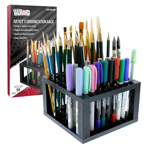U.S. Art Supply 96 Slot Marker Organizer & Paint Brush Holder | Marker Storage, Pens, Brushes, Colored Pencils - size: 96 Hole
