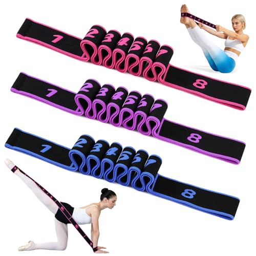 3PCS Fitness Resistance Band for Stretching and Yoga, 8-Section Numbered Elastic Resistance Band | Fitness Band with Clear Markings for Yoga, Stretching, Pilates - color: 3pscsB - 3pcs-Red*purple*blue