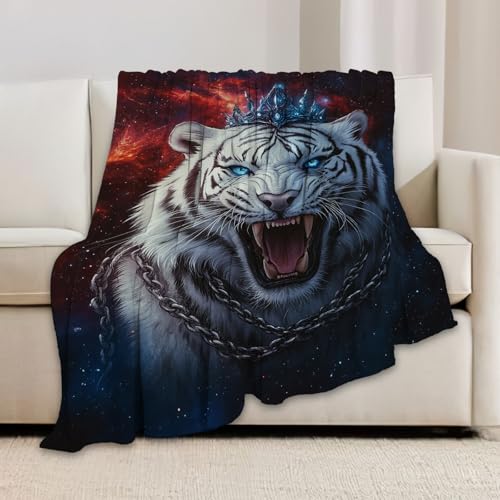 Tiger Blanket, Animal Throw Blanket, Tigers Gifts, Animals Blankets, White Tiger Stuff Fleece Flannel Plush for Women Men Boys Girls Lovers Adults Soft Bedding for Sofa Bed Office Home Decor 40"X50" - color: Tiger, size: 50"x40"