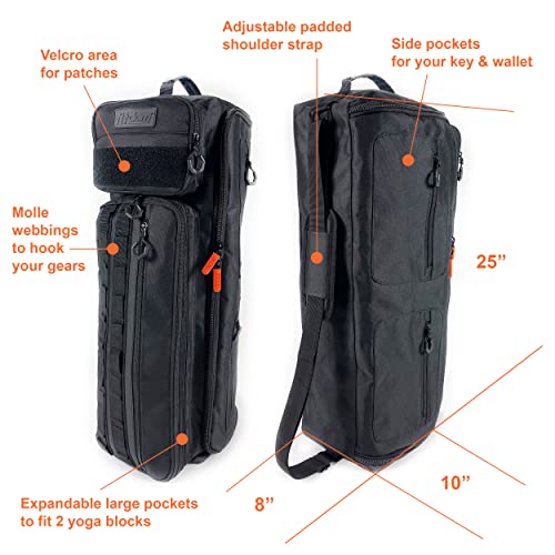 Fitdom Yoga Mat Bag for Women & Men, Large Yoga Gym Duffle with Mat Holder | Expandable Pocket Fits 2 Yoga Blocks with Spacious Storage & Multiple Pockets for Yoga Mats, Pilates, Gym & Workout Gear