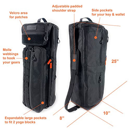 Fitdom Yoga Mat Bag for Women & Men, Large Yoga Gym Duffle with Mat Holder | Expandable Pocket Fits 2 Yoga Blocks with Spacious Storage & Multiple Pockets for Yoga Mats, Pilates, Gym & Workout Gear