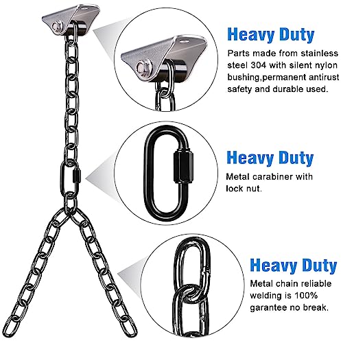 BeneLabel 2Pcs 105" (8.75 ft) Porch Swing Chain with Silent Swing Hanger 1000 LB Capacity Adjustable Bench Swing Chain, Hanging Chair Chain for Hammocks Chairs, Swing Chair - color: Silent Swing Hanger With 105" Black Chain
