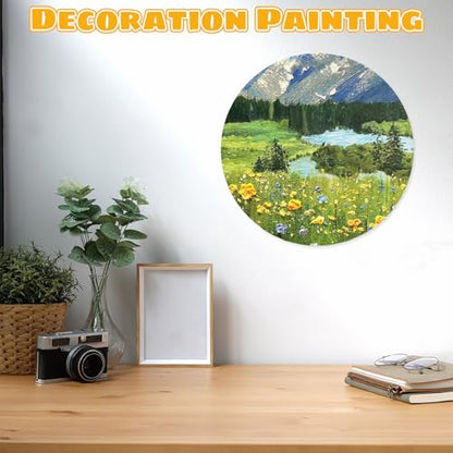 10 Pack Stretched Canvas for Painting, 12 Inch Round Canvas Panel, Circle White Art Canvas Panels, Cotton Primed Paint Blank Canvas for Oil, Acrylic, Gouache, Crafts