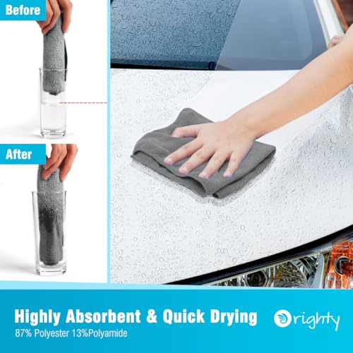 Orighty Microfiber Cleaning Cloth, Cleaning Rags, 24 Pack, 12x11 in, Grey - color: Grey, size: 24 Pack