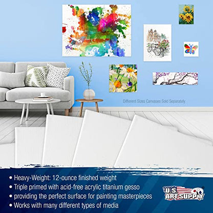 U.S. Art Supply 18 x 24 inch Stretched Canvas 12-Ounce Primed 6-Pack - Professional White Blank 3/4" Profile Heavy-Weight Gesso Acid Free Bulk Pack - Painting, Acrylic Pouring, Oil Paint - size: 18" x 24"