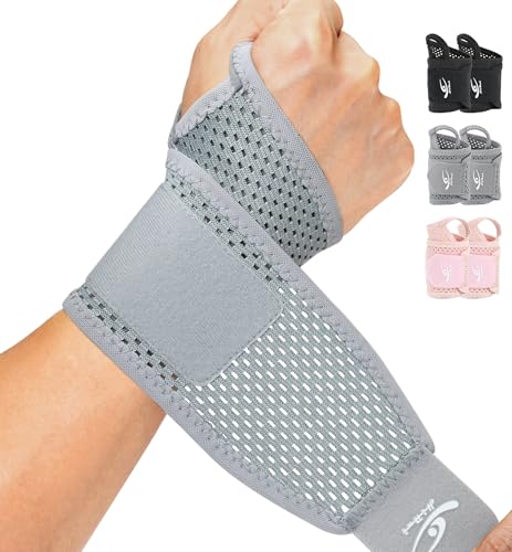 HiRui 2-Pack Ultra-Thin Mesh Wrist Wraps - Breathable, Adjustable Wrist Support for Workouts & Daily Use - Unisex Wrist Brace for Pain Relief, Tendonitis, Carpal Tunnel - One Size Fits All (Gray) - color: Gray