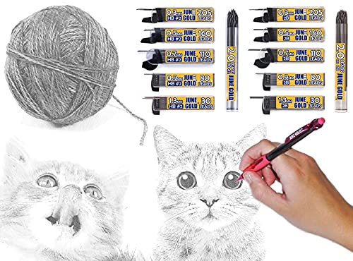June Gold 0.3 mm, 820 Lead Refills, HB #2, 4 Dispensers/w 205 Pieces Each | Extra Fine Thickness, Break Resistant Graphite, Elegant Dispensing Mechanism - color: Hb Graphite, style: 0.3 mm