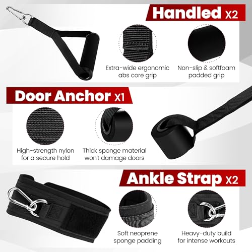 Resistance Bands Set (11-Pack) – Tube Exercise Bands with Handles, Door Anchor & Carry Bag | Home Gym Fitness Equipment for Men & Women | Strength Training, Physical Therapy & Workouts