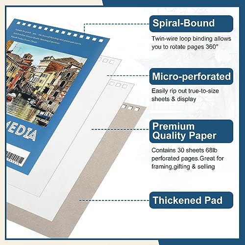Jexine 20 Pcs Sketch Book Bulk 5.5"x8.5" Top Spiral Bound,Mixed Media | 30 Sheet Each 100gsm Drawing Paper, Sketch Pads for Painting, Artist Sketchbooks Bulk, Art Paper for Students - style: Mixed Media