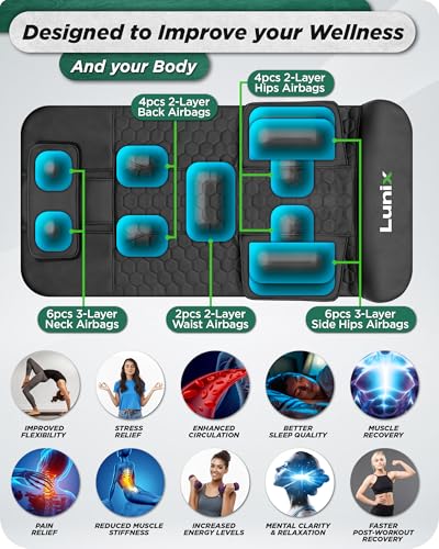 Lunix LX27 Heated Stretching Mat Massager – Upper Body Massage Mat Back Stretcher for Tension Release, Deep Tissue Lumbar Massager for Flexibility & Recovery