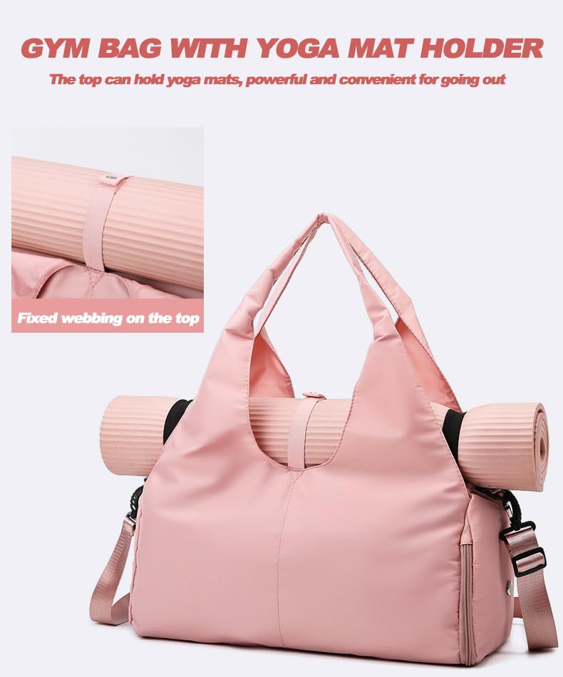 Yoga Gym Bag -Large Capacity Gym Bag with Yoga Mat Holder Water Resistant Workout Bag for Travel Workout Daily - color: Purple
