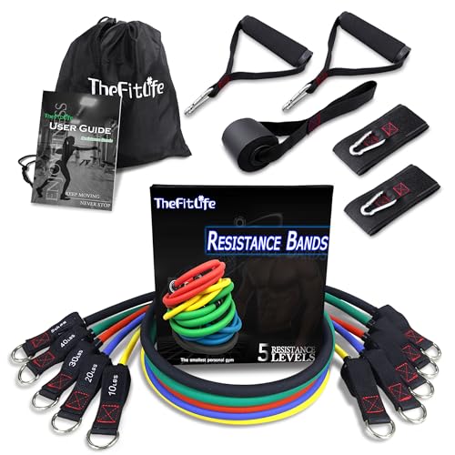 TheFitLife Resistance Bands Set with Handles, Door Anchor and Ankle Straps | Workout Bands for Muscle Strength Training, Home Gym Fitness, Full Body Exercise for Men, Women, Pilate, and Physical Therapy