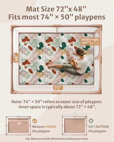 Blissful Diary Baby Play Mats for Floor, 72x48 Inch Extra Thicker & Large Soft Cushioning Foam Playmats for Babies and Toddlers, Foldable Washable Baby Crawling Mat for Playpen, Modren Abstract - color: Modern Abstract, size: 72" X 48"