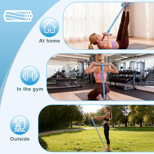 2026 New 8-Tube Pedal Resistance Band with Handles, Multifunction Foot Pedal Tension Rope Fitness Equipment, Natural Rubber Exercise Puller for Abs, Arms, Waist & Leg Training
