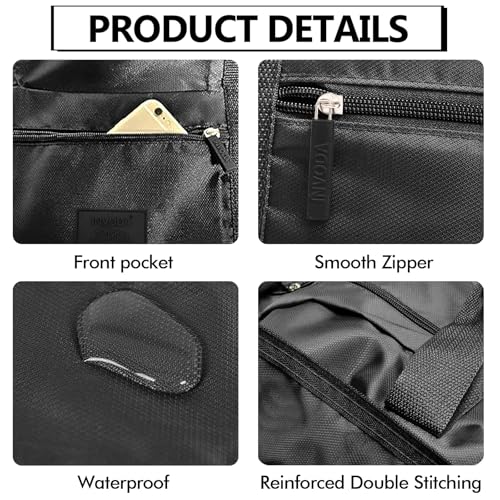 Travel Duffel Bag 12 PCS Foldable Travel Bag Bulk Carry on Luggage Bag Waterproof Tote Sports Gym Bag Lightweight Large Weekender Overnight Bag for Women and Men (Black 12PCS) - color: Black 12PCS