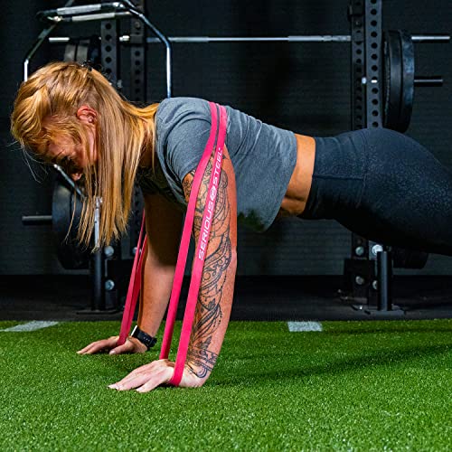 Serious Steel Fitness 81.3cm(32인치) 저항 트레이닝 밴드 (휴대용 운동 밴드 시스템 트레이닝 밴드 - 152cm(5피트 10인치) 미만의 개인에게 적합) - color: #2 레드 (4.5-22.7 kg)