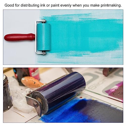 PATIKIL 0.8 Inch Rubber Roller Brayer, Anti Skid Hard Rubber Roller Tools for Wallpaper Art Craft Printing Printmaking Ink Stamping Tape Construction - size: 0.8 Inch