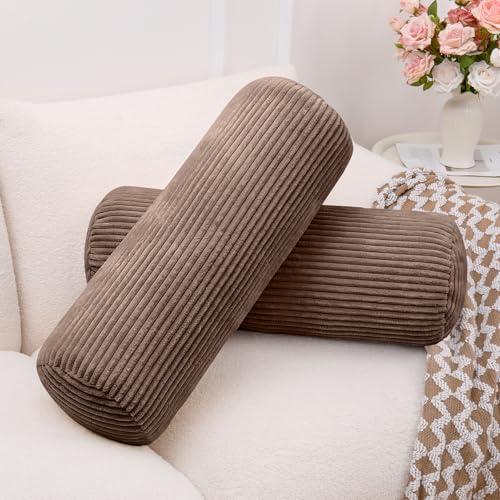 1 MIDDLE ONE Body Pillow, Memory Foam Body Pillows for Adults Sleeping, Decorative Bolster Pillow for Couch and Bed, Long Cylinder Tube Round Pillow, 24x7.87 Inches, Set of 2 (Coffee-Corduroy) - color: Coffee (Corduroy)