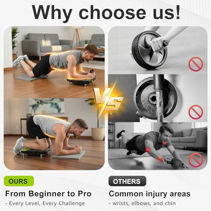 Upgrade Ab Roller Wheel Detachable Abdominal Wheel With 360° for Core Workout, Multi-Directional Abs Roller Board For Full body exercise Home Gym of All Fitness Levels, Ab Trainer with 8 Wheels