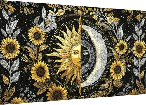 Large Diamond Art Kits for Adults , Sun and Moon Diamond Painting Kits | Large Diamond Art Sun Moon Extra Large size 5D DIY Full Round Gem Art Paint by Diamond, Home Wall Decor 27.5 X 15.7 inch - color: Sun Moon