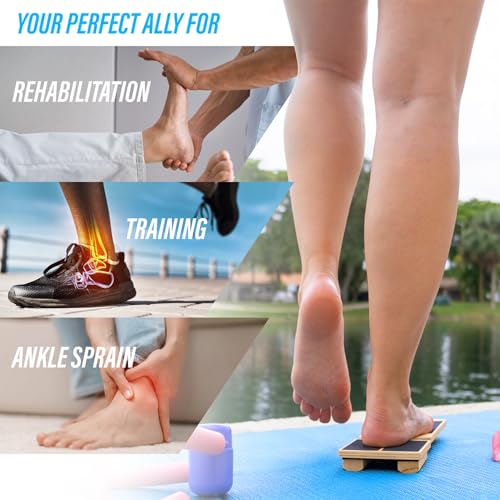 Ankle Balance Board for Ankle Mobility, Single Leg Balance Board, Foot Strengthener, Trainer for Plantar Fasciitis, Sprains, Posture Correction - Toe Spacers & Travel Bag Included