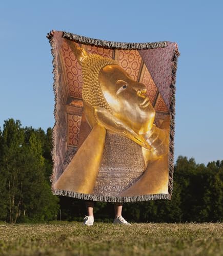 3dRose Thailand, Bangkok. Ko Ratanakosin, Wat Pho, Reclining Buddha. Woven Blanket