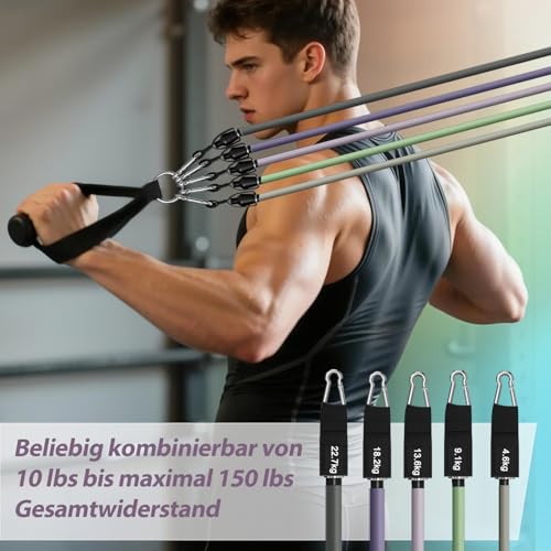 WHATAFIT Resistance Bands with Handles, 5-Level Exercise Bands for Workout - color: Purple Grey