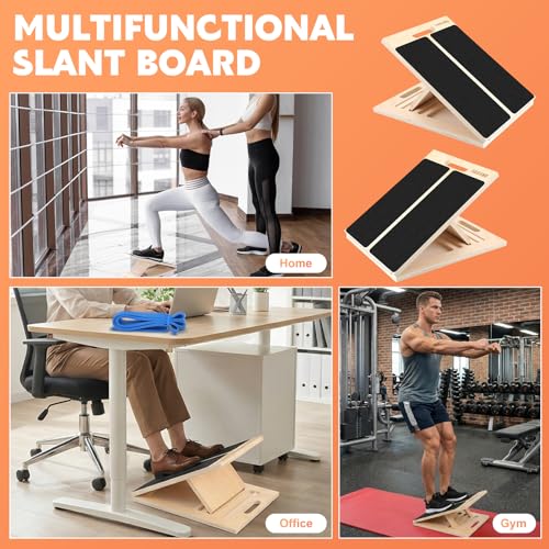 Portable Slant Board for Calf Stretching, Adjustable Wooden Calf Stretcher Incline Board, Calf Stretch Board for Squats Leg Knees Heel Ankle Stretching - color: 1PC（Slant Board）