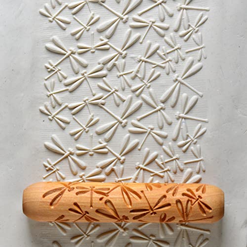 MKM Pottery Tools Wood Big Hand Rollers for Clay (BHR-23 Dragonflies) - color: BHR-23 Dragonflies