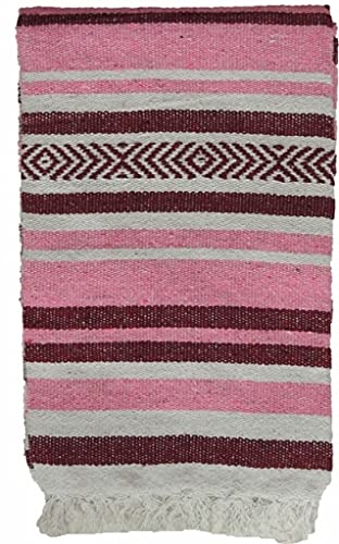 Kakaos Handmade Traditional Extra Heavy Yoga Blanket (Dark Pink/Burgundy) - color: Dark Pink / Burgundy