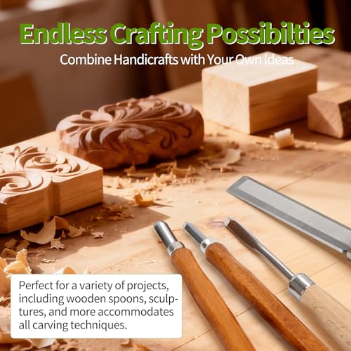 Wood Carving Kit - 23Pcs Wood Carving Tools Set,Carving Knife Set with 4Pcs Whittling Knives,11Pcs Chisel Knives,5Pcs Detail Carving Knives,1Pc Folding Saw,Wood Chisel Sets for Beginners Adults Kids