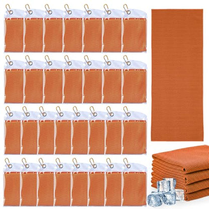 Honoson 30 Pack Cooling Towels for Neck and Face, 27 x 16 in, Orange - color: Orange