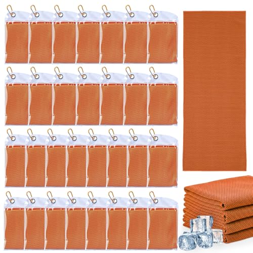 Honoson 30 Pack Cooling Towels for Neck and Face, 27 x 16 in, Orange - color: Orange