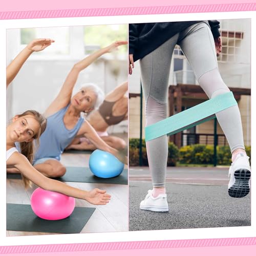 Poen Pilates Equipment Kit for Home Workout Pilates Ring and Ball Set for Women 12'' Circle Yoga Fitness Essentials Kit with Resistance Bands, Yoga Strap, Socks,Bag - color: Pink, Green, Blue