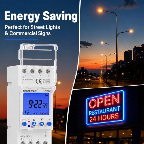 TM922 2 Channels Big LCD Display Programmable Timer Time Clock Switch with Two Relays Independent 16A Outputs (Blue Backlight) - size: Input 85-265VAC