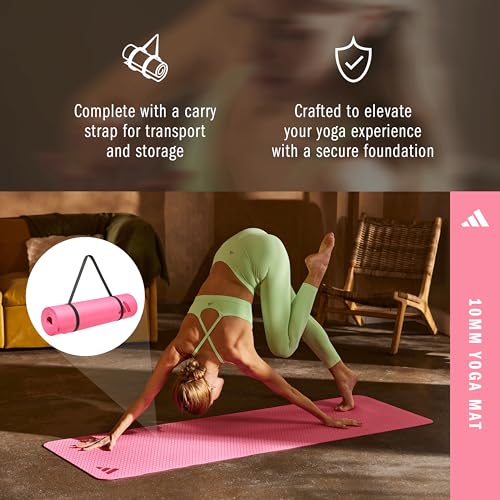 adidas Yoga Mat - Eco Friendly - Non Slip, Durable Textured Surface - color: Pink Fusion, size: 10 mm