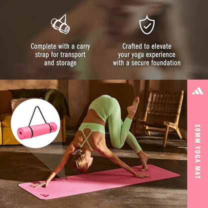 adidas Yoga Mat - Eco Friendly - Non Slip, Durable Textured Surface - color: Pink Fusion, size: 10 mm