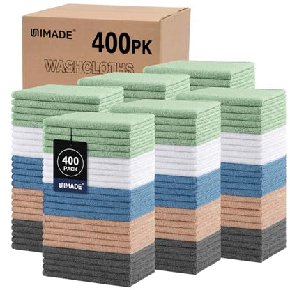 UNIMADE Washcloths Bulk 400 Pack Face Towels, Highly Soft Wash Cloths - color: Multicolor, size: 400Pack